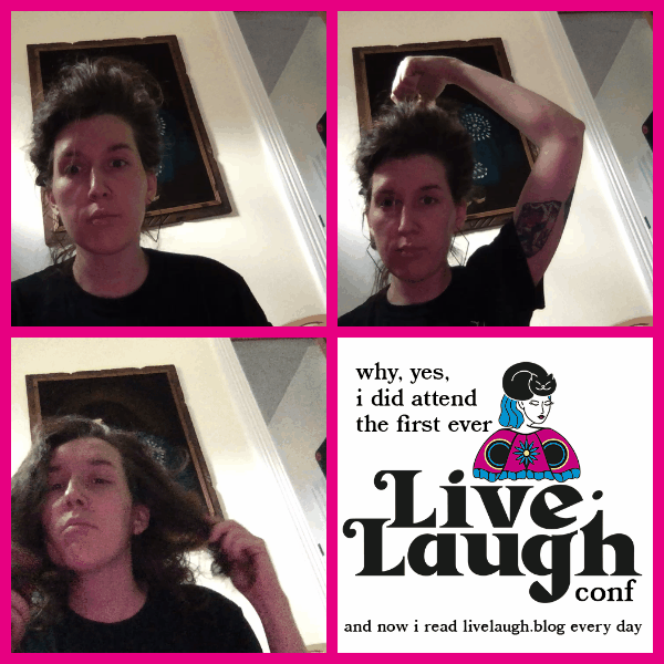 a 4 panel photo booth gif of me for livelaugh conf