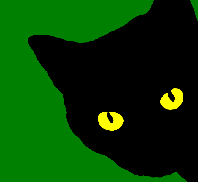 clip art of a black cat with a green background