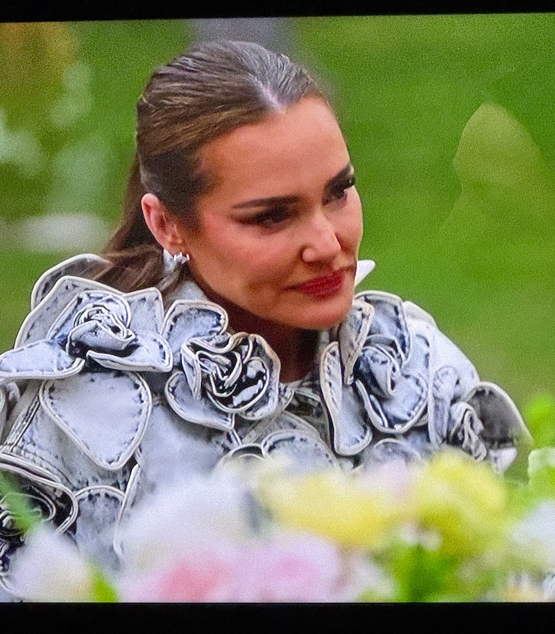 photo of a hotel tv playing real housewives of salt lake city i think, and it shows a woman just kind of looking unamused