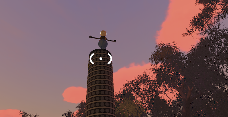 a photo of the game big walk and one of the characters is standing on a tall pillar with their arms out, looking like the christ the redeemer statue in rio