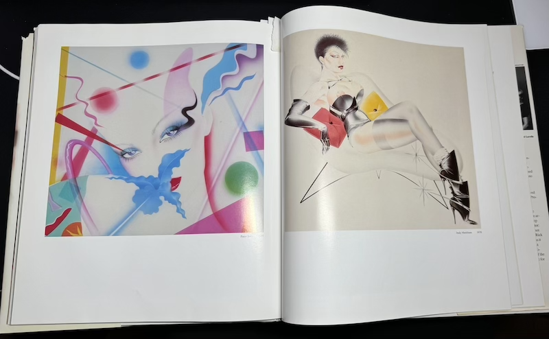 photo of the inside of "air powered" showing a peter sato illustration on the left and a judy markham illustration on the right