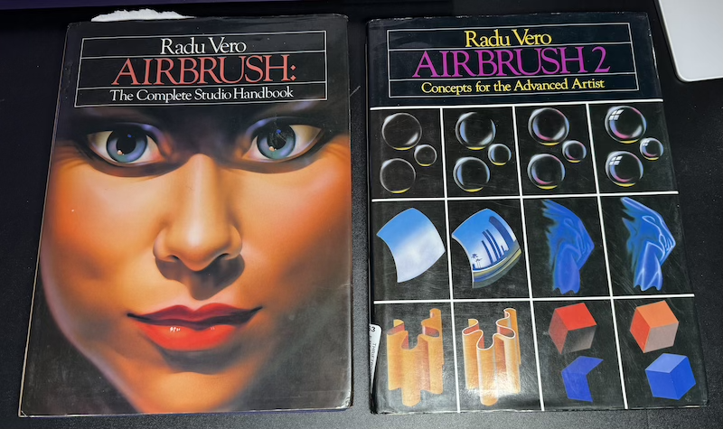 photo of both covers of radu vero's books "airbrush: the complete studio handbook" and "airbrush 2: concepts for the advanced artist"