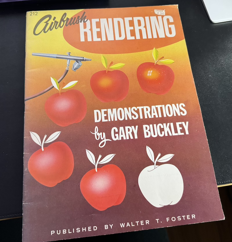 photo of the front cover of the book "airbrush rendering" by gary buckley