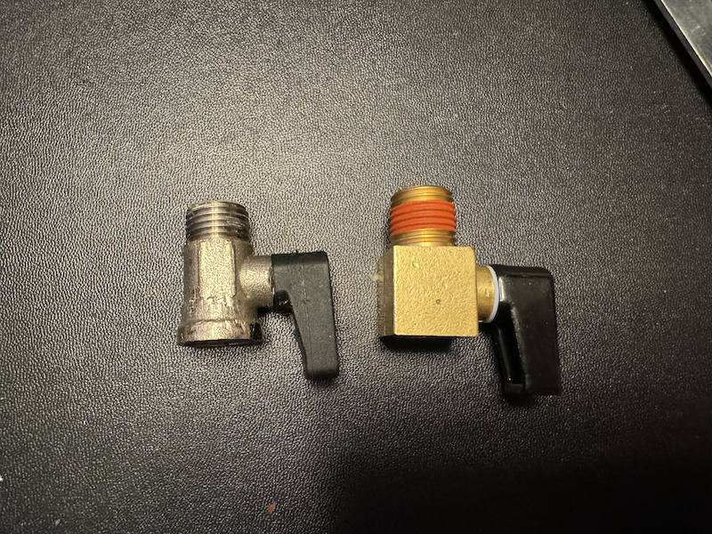 photo showing both drain valves next to each other on my desk