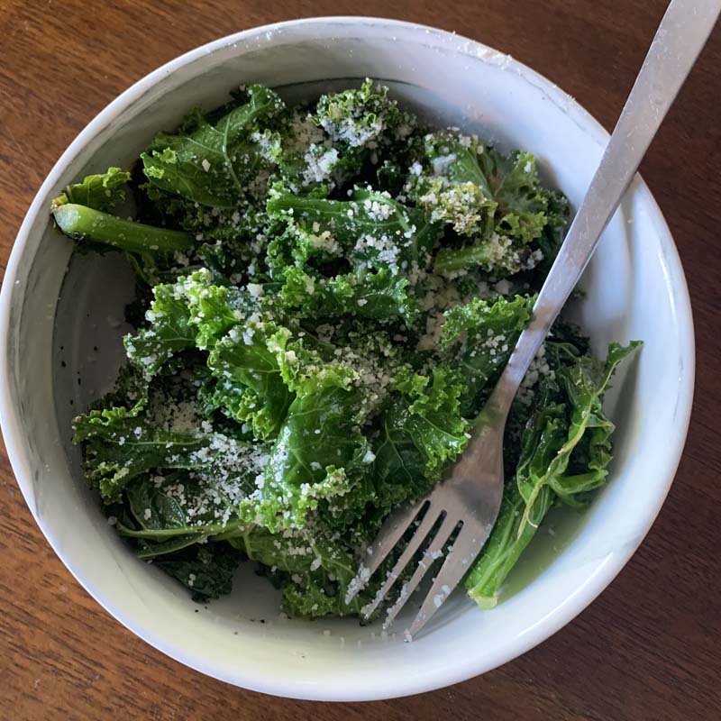bowl of sauteed kale