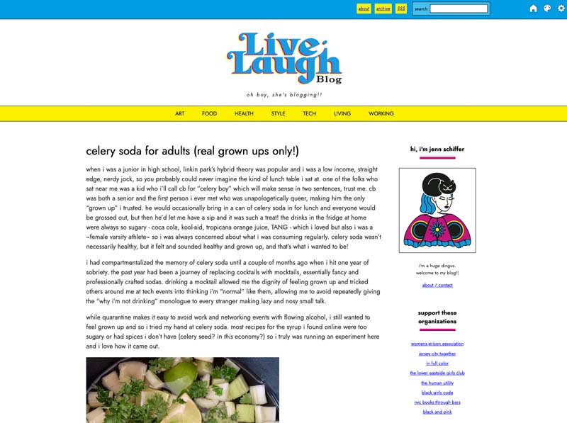 screenshot of livelaughblog with a now-old theme