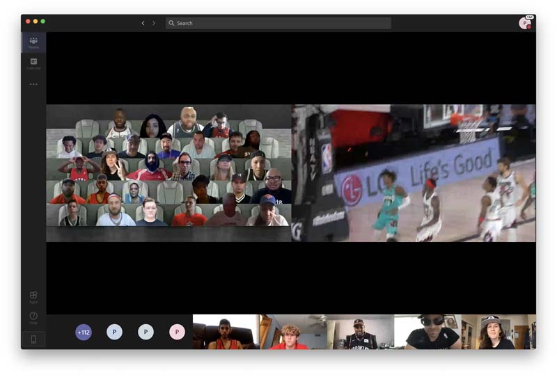 screenshot of microsoft teams call with nba virtual fans