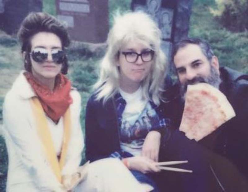 photo of my pal Lisa as Elvis, me as garth, and Bram as pizza rat