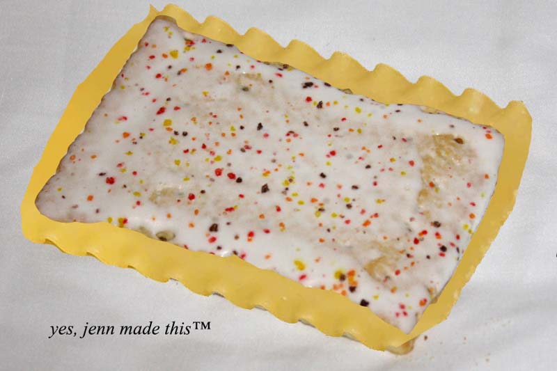 a lasagna noodle with a poptart icing photoshopped on top of it