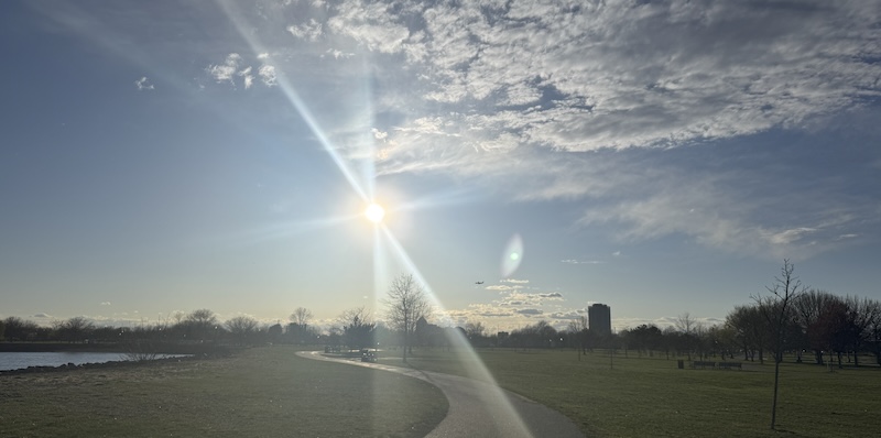 photo of the sun starting to go down at liberty state park in jersey city