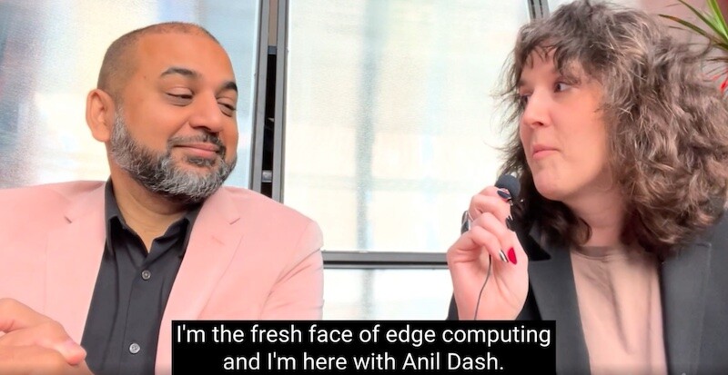 screenshot of a video of anil dash and i and i'm saying "i'm the fresh face of edge computing and i'm here with anil dash