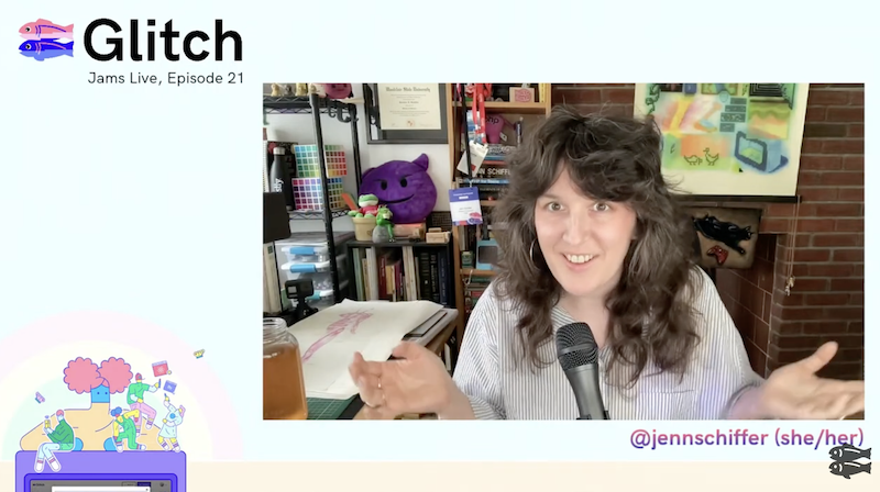 screenshot of the final glitch jams live episode i did, my lucky number 21 and it's just me in the intro talking